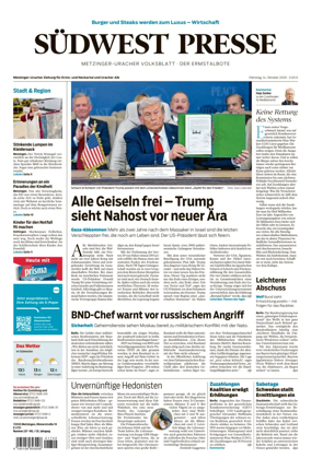 Cover of Südwest Presse (Metzinger Uracher Volksblatt / Der Ermstalbote)