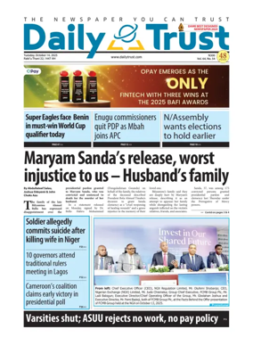 Cover of Daily Trust