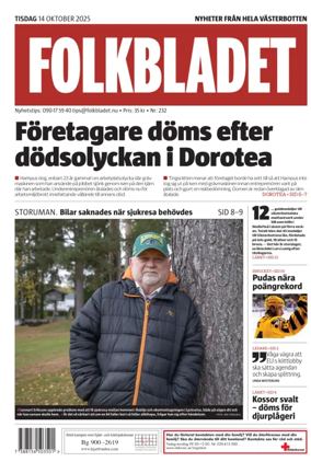 Cover of Folkbladet Västerbotten
