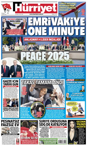 Cover of Hurriyet Print Edition