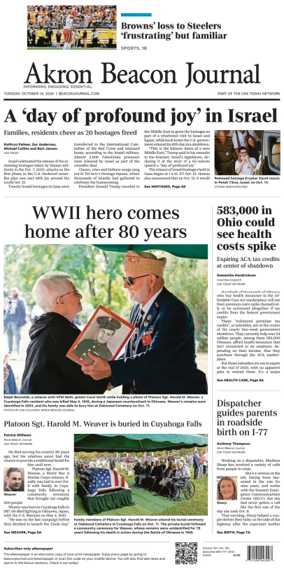 Cover of Akron Beacon Journal