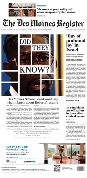 Cover of The Des Moines Register