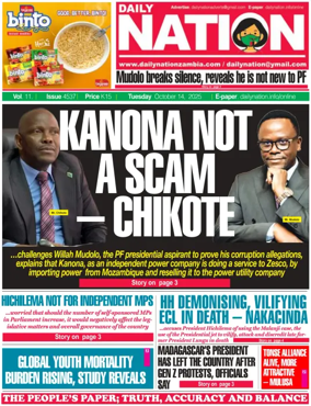 Cover of Daily Nation Newspaper