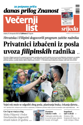 Cover of Večernji list - Zagreb