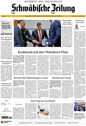 Cover of Schwaebische Zeitung (Leutkirch / Isny / Bad Wurzach)