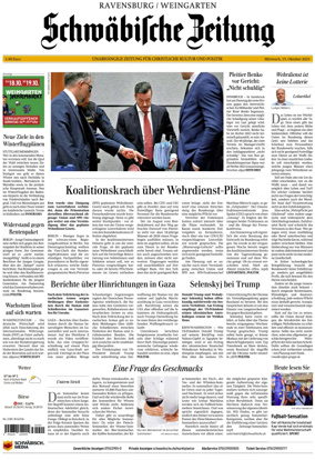 Cover of Schwaebische Zeitung (Ravensburg / Weingarten)