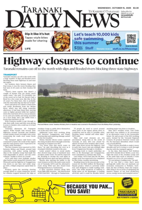 Cover of Taranaki Daily News