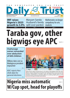 Cover of Daily Trust