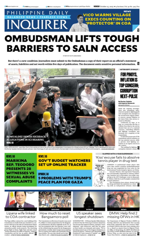 Cover of Philippine Daily Inquirer