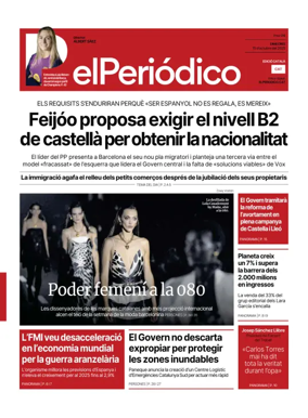 Cover of El Periódico de Catalunya (Català)