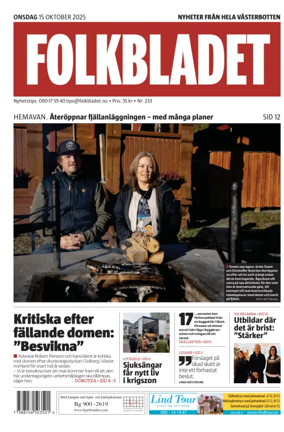 Cover of Folkbladet Västerbotten