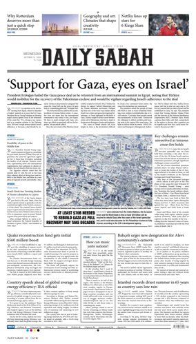 Cover of Daily Sabah (Turkey)