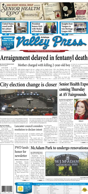 Cover of Antelope Valley Press