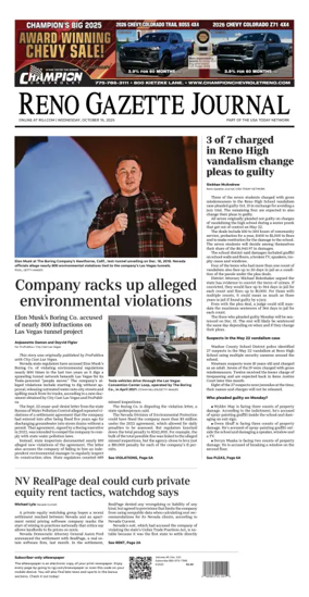 Cover of Reno Gazette Journal