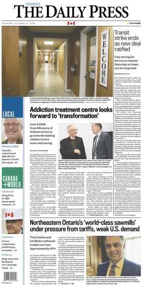 Cover of The Daily Press (Timmins)