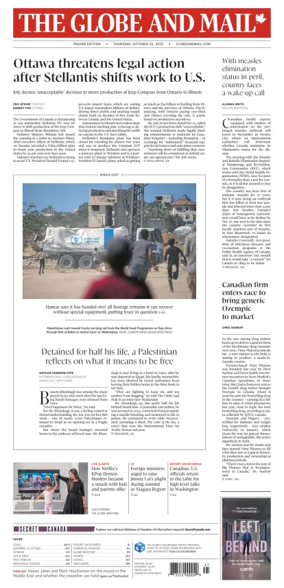 Cover of The Globe and Mail (Prairie Edition)