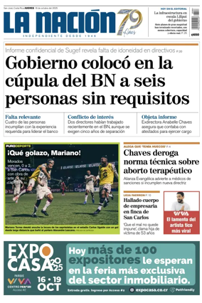 Cover of La Nacion (Costa Rica)