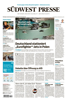 Cover of Südwest Presse (Metzinger Uracher Volksblatt / Der Ermstalbote)