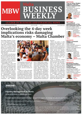 Cover of The Malta Business Weekly