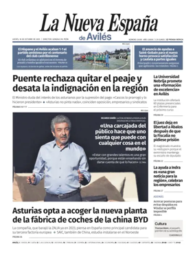 Cover of La Nueva España (Avilés)