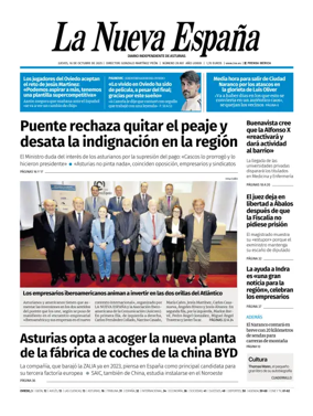 Cover of La Nueva España (Oviedo)