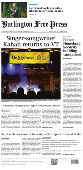 Cover of Burlington Free Press