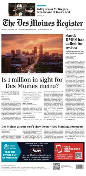 Cover of The Des Moines Register