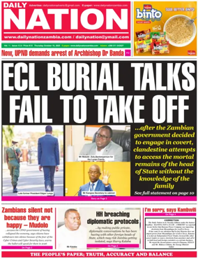 Cover of Daily Nation Newspaper