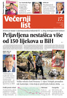 Cover of Večernji list BiH