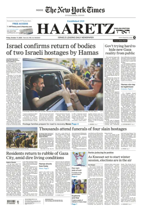 Cover of Haaretz english edition (Friday)