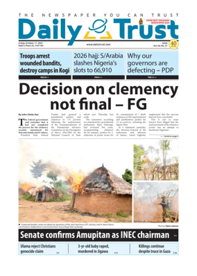 Cover of Daily Trust