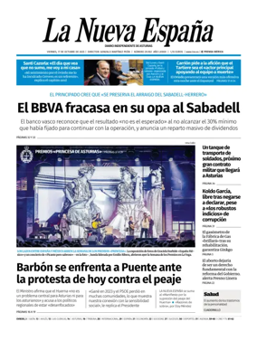 Cover of La Nueva España (Oviedo)