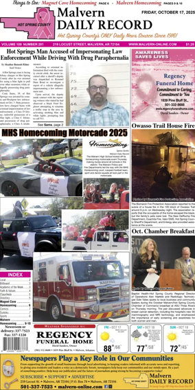 Cover of Malvern Daily Record