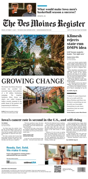 Cover of The Des Moines Register