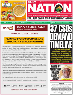 Cover of Daily Nation Newspaper