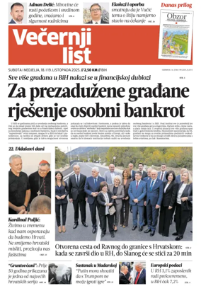 Cover of Večernji list BiH