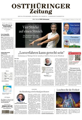 Cover of Ostthüringer Zeitung (Saale-Holzland-Kreis)