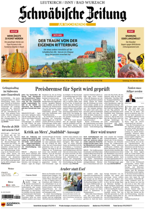 Cover of Schwaebische Zeitung (Leutkirch / Isny / Bad Wurzach)