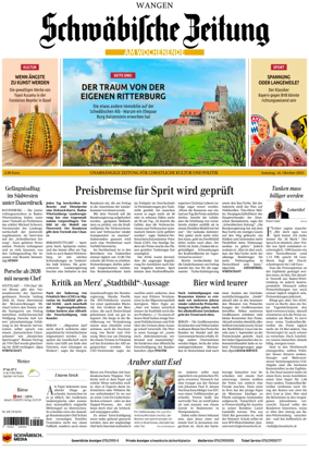 Cover of Schwaebische Zeitung (Wangen)