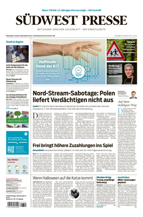 Cover of Südwest Presse (Metzinger Uracher Volksblatt / Der Ermstalbote)
