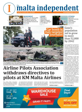 Cover of Malta Independent