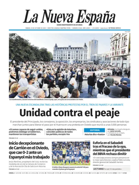 Cover of La Nueva España (Oviedo)