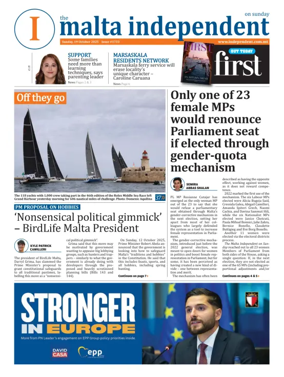 Cover of The Malta Independent on Sunday