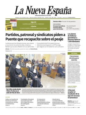 Cover of La Nueva España (Occidente)