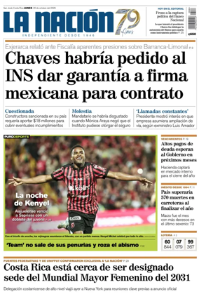 Cover of La Nacion (Costa Rica)