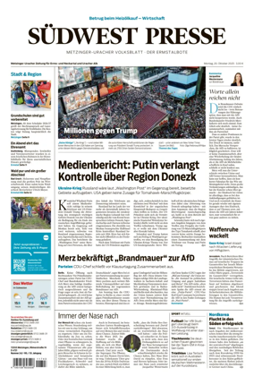 Cover of Südwest Presse (Metzinger Uracher Volksblatt / Der Ermstalbote)