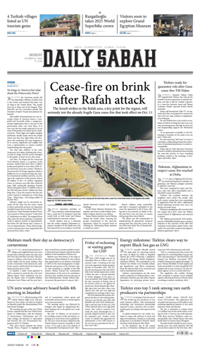 Cover of Daily Sabah (Turkey)