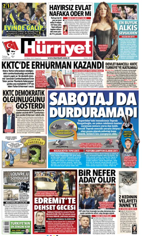 Cover of Hurriyet Print Edition