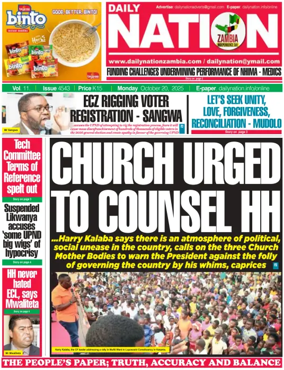 Cover of Daily Nation Newspaper