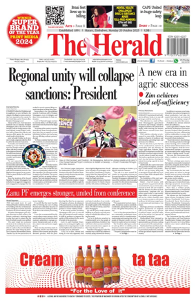 Cover of The Herald (Zimbabwe)